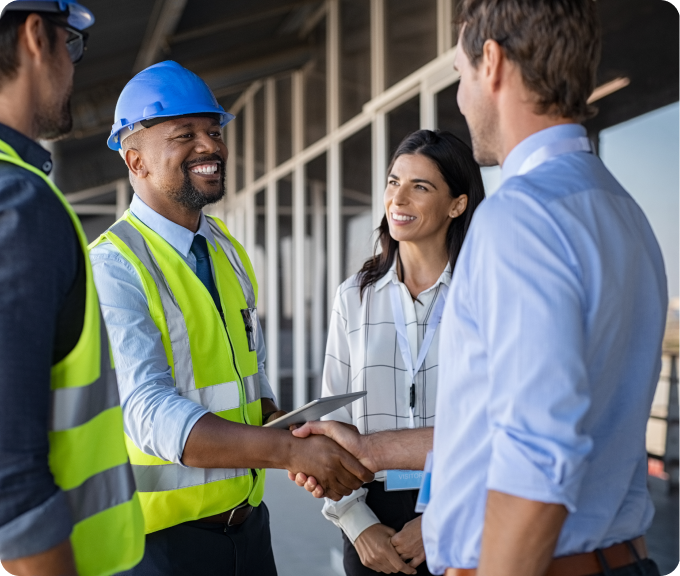 Business professional reviewing construction project leads